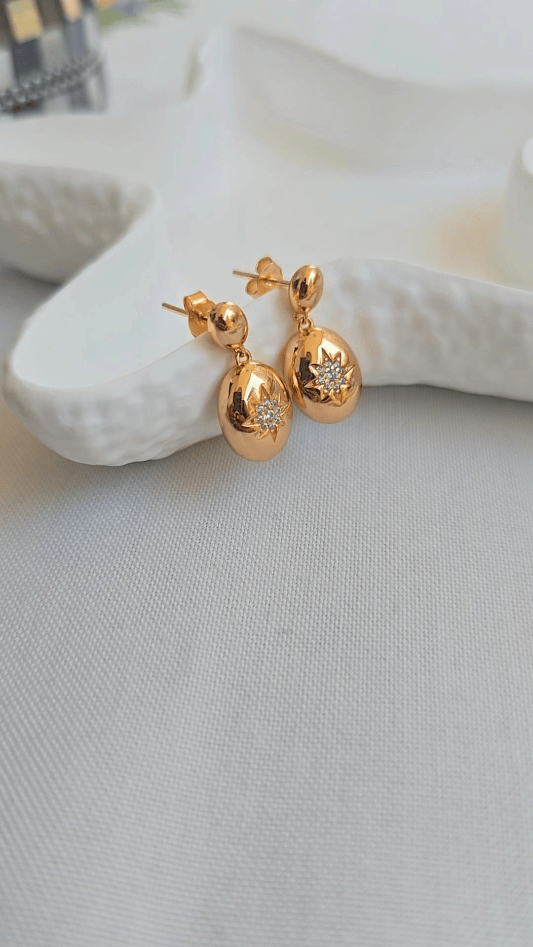 İtalyan Rose Yıldız Sallantılı Küpe