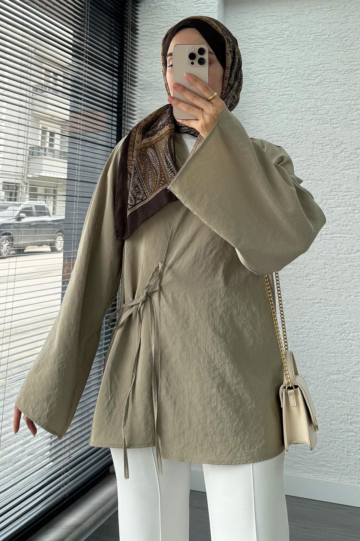 Şal Yaka Tensel Kimono – Küf Yeşili