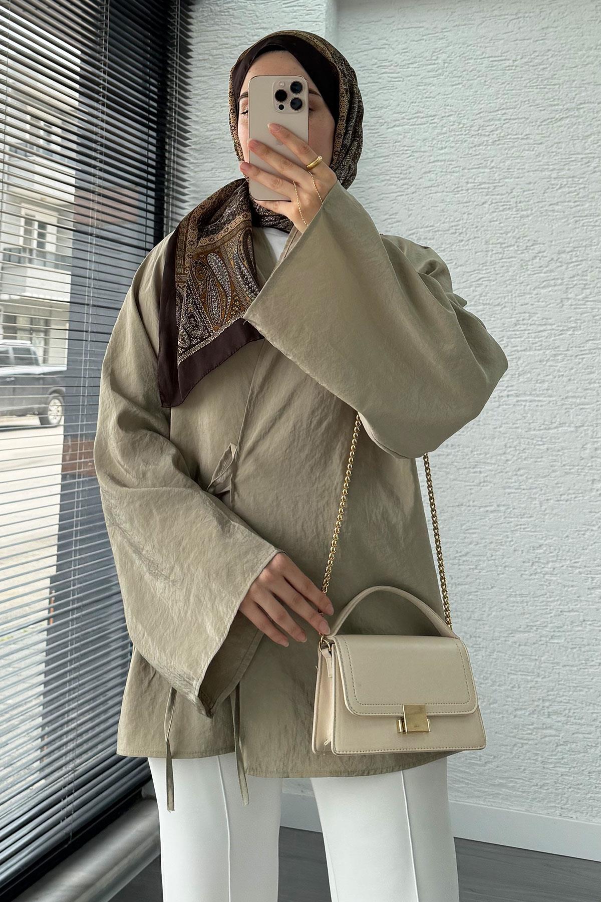 Şal Yaka Tensel Kimono – Küf Yeşili