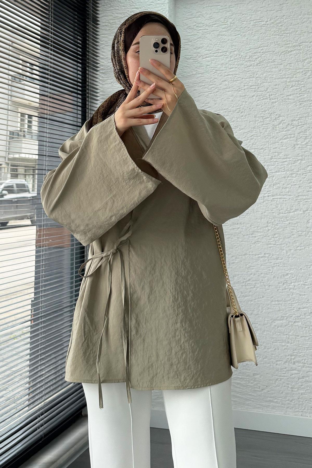 Şal Yaka Tensel Kimono – Küf Yeşili