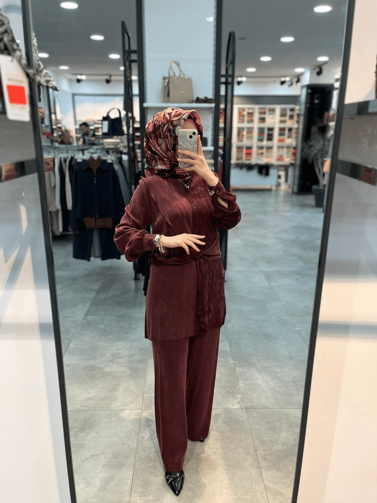 Alesya Beli Kumaş Aksesuar Detaylı Cupra Takım - Bordo