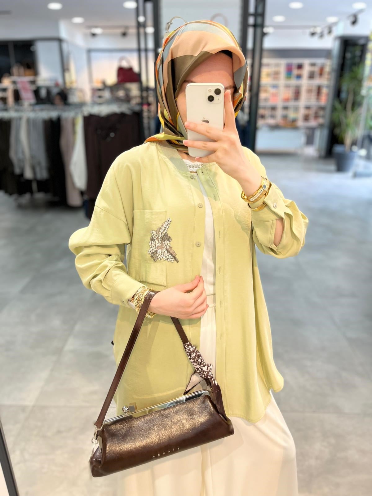Alesya Cebi Taş Detaylı Tunik - Mint