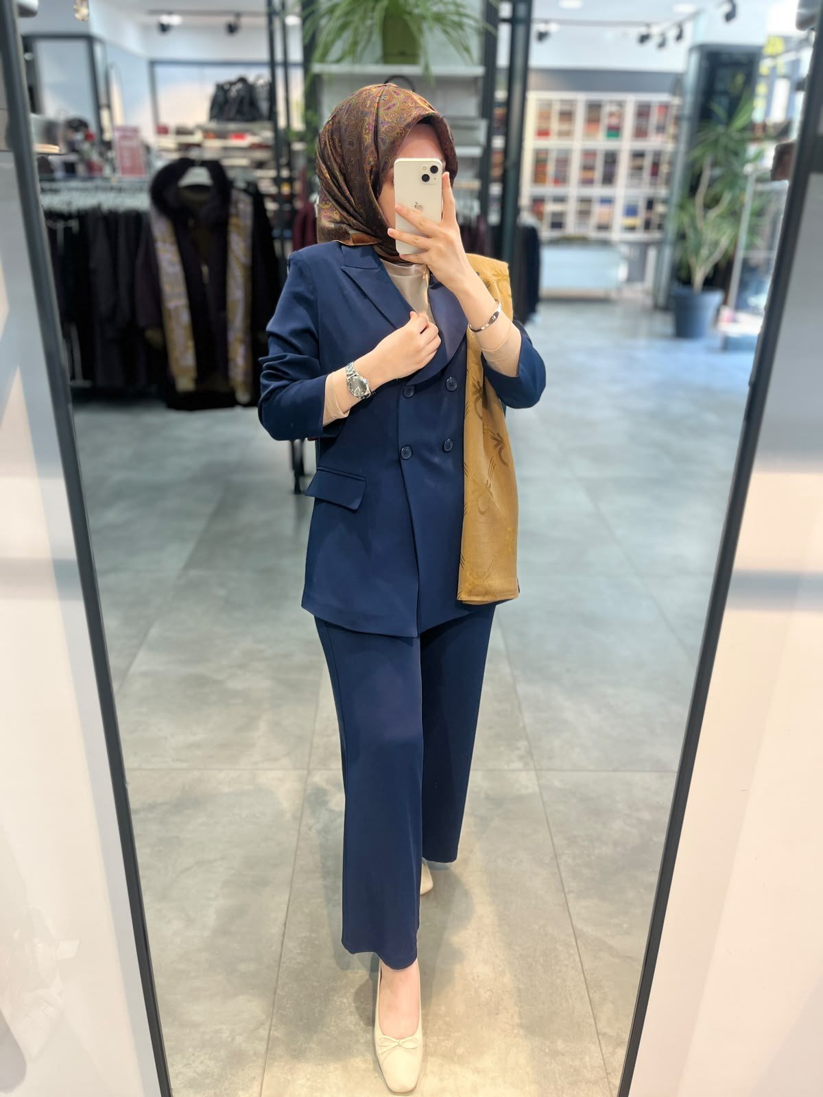 Alesya Çift Düğme Kruvaze Ceket Pantolon Takım - Lacivert