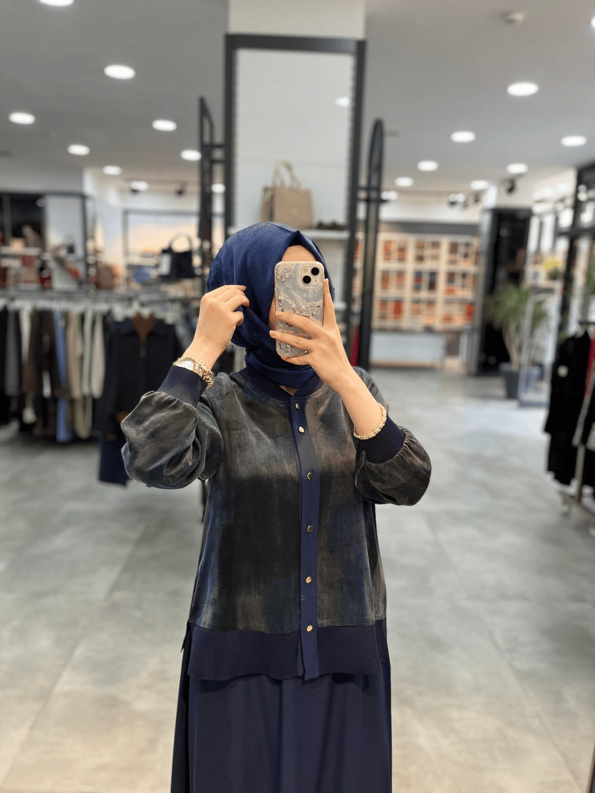 Alesya Cupra Bluz Etek Takım - Lacivert