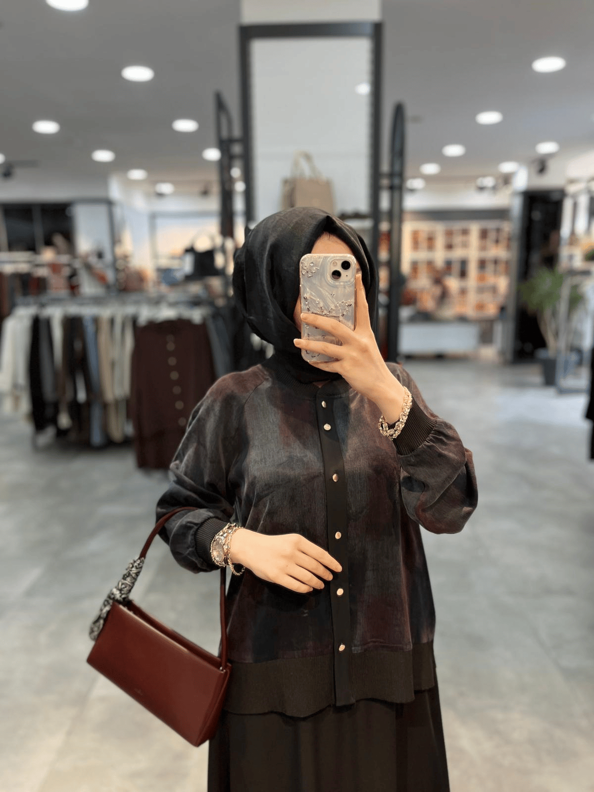 Alesya Cupra Bluz Etek Takım - Siyah