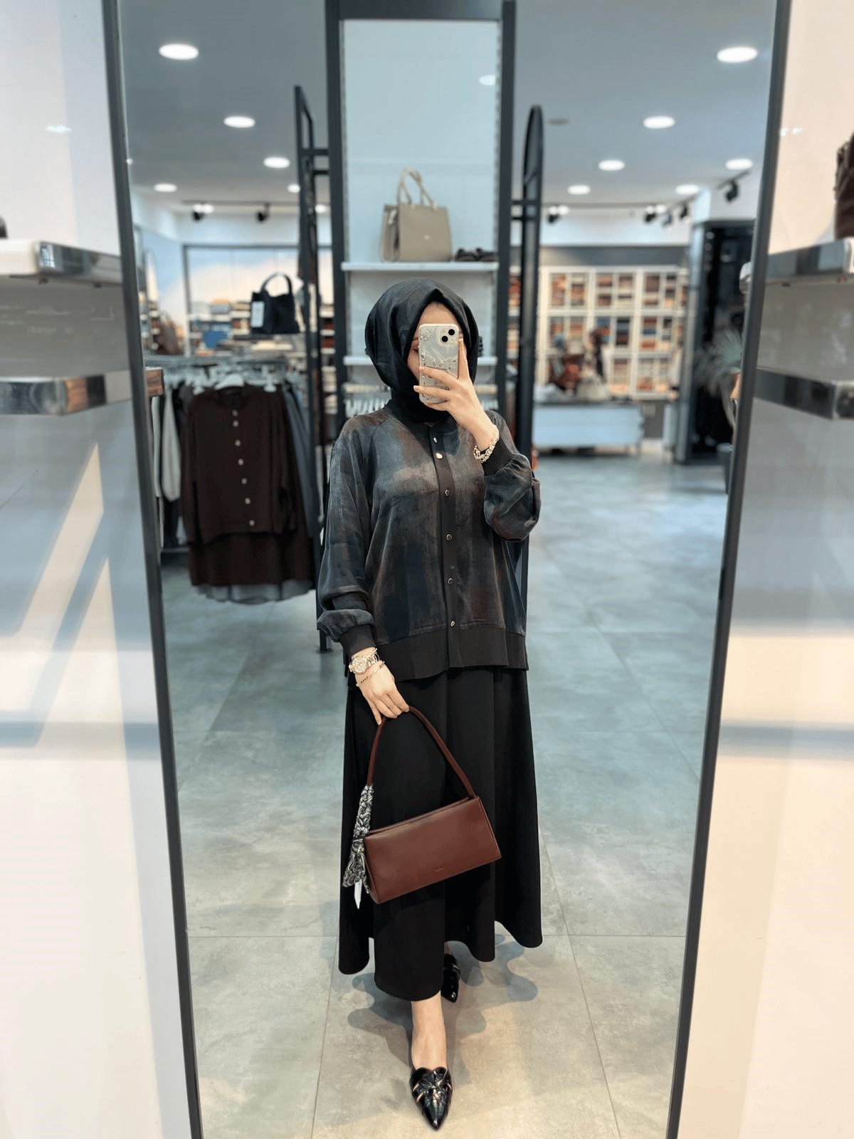 Alesya Cupra Bluz Etek Takım - Siyah
