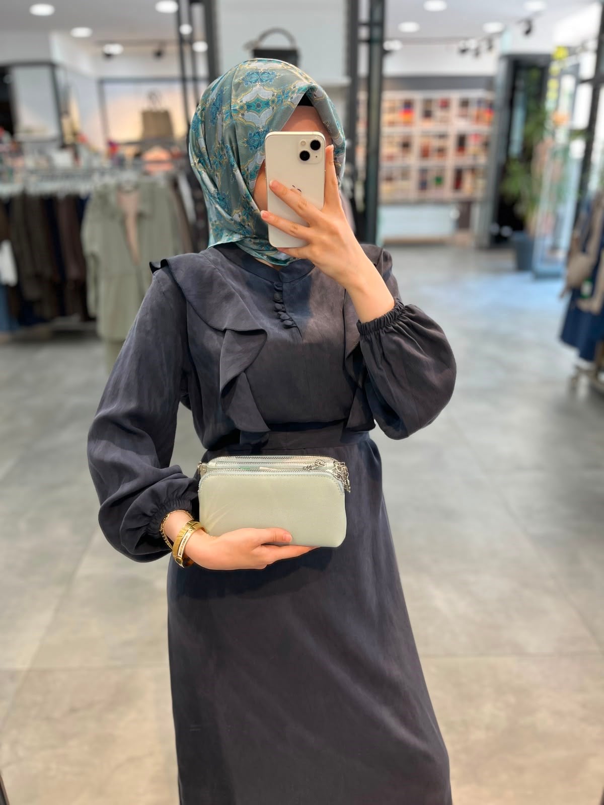 Alesya Fırfır Detaylı Kolu Lastikli Elbise - Lacivert