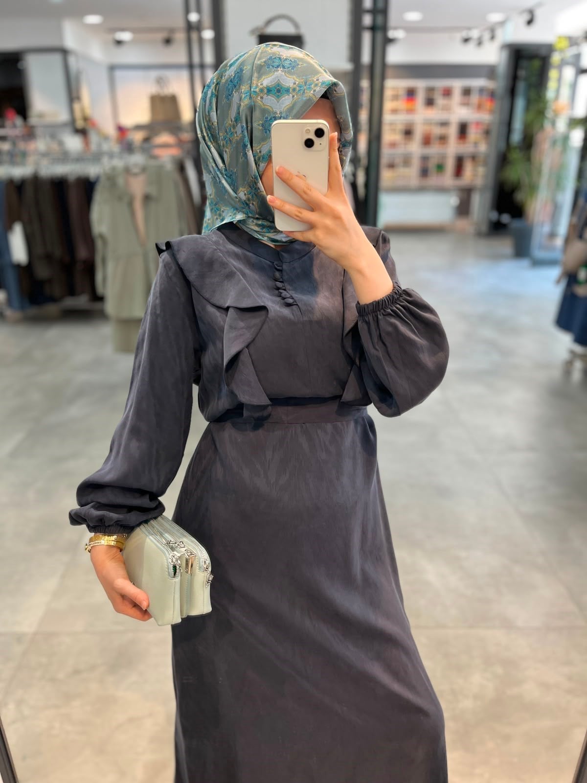 Alesya Fırfır Detaylı Kolu Lastikli Elbise - Lacivert