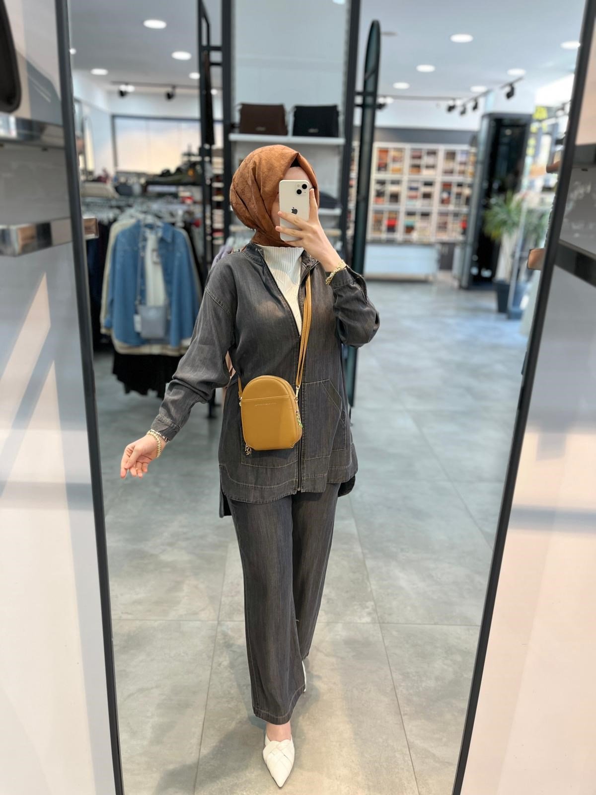 Alesya Kangru Cep Detaylı Pantolonlu Takım - Antrasit