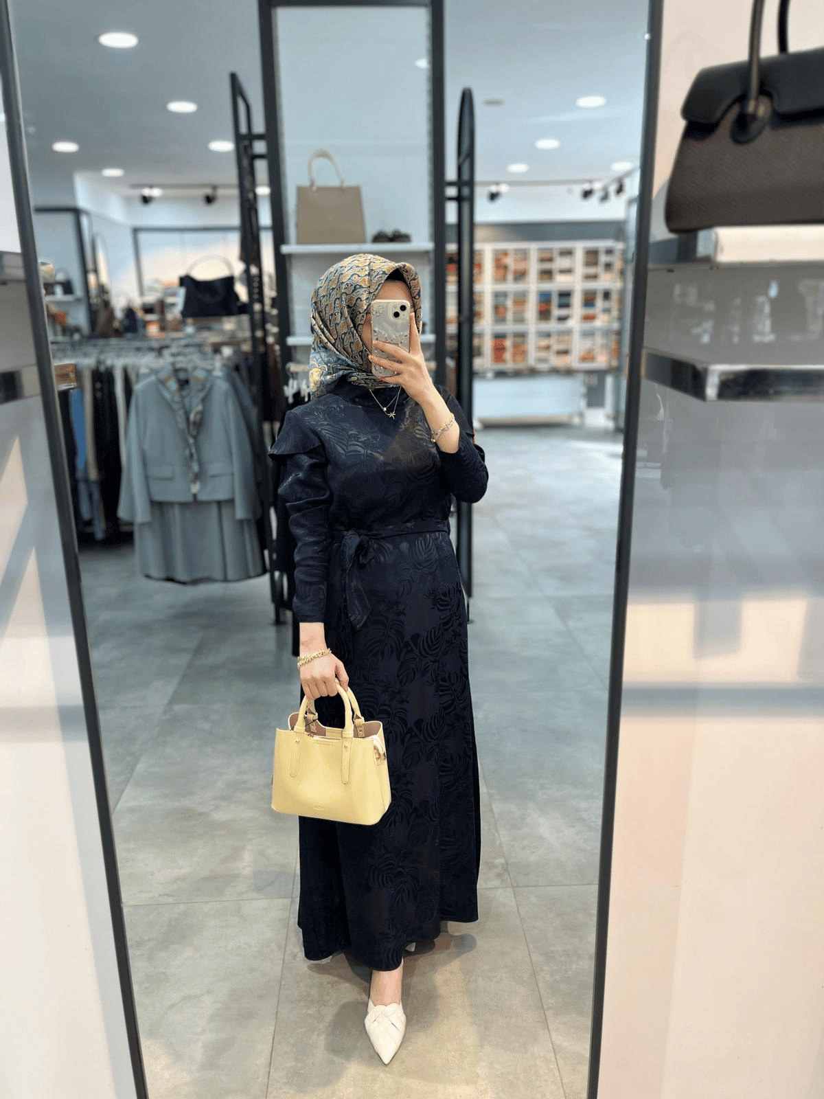 Alesya Omuz Detaylı Jakar Elbise - Lacivert
