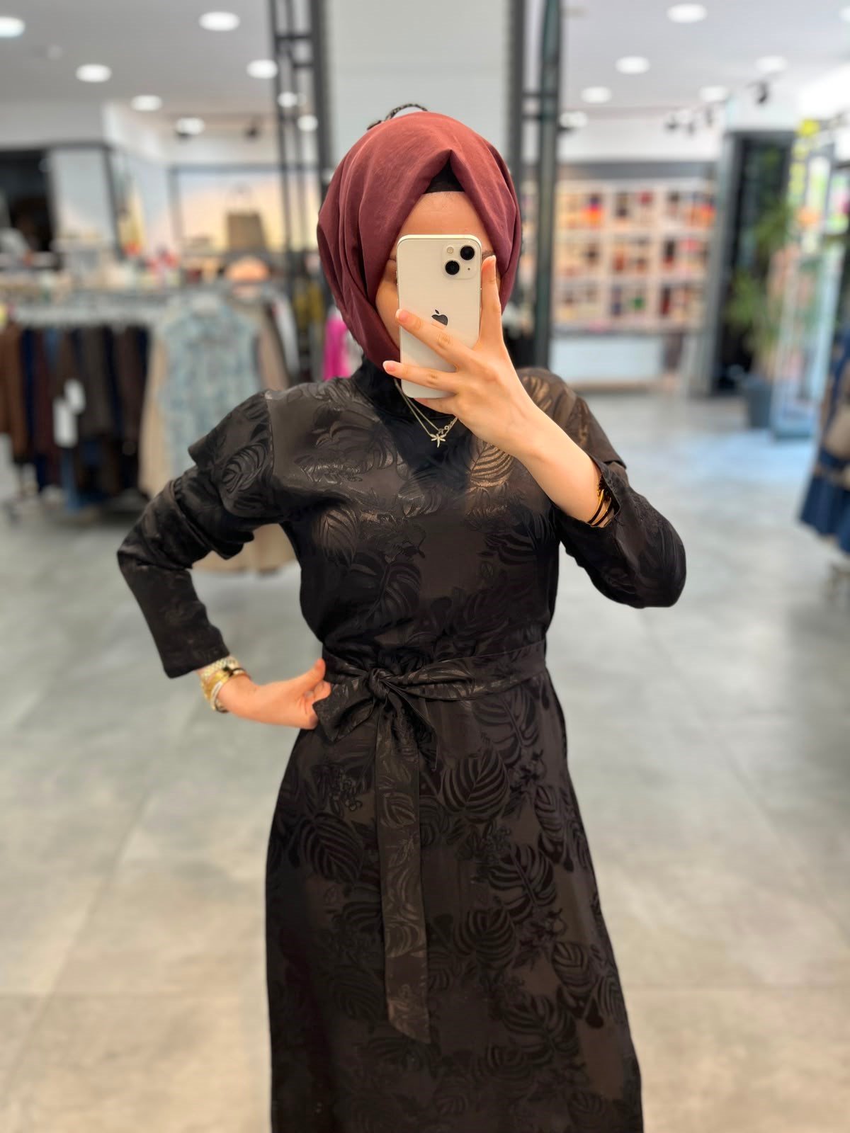 Alesya Omuz Detaylı Jakar Elbise - Siyah