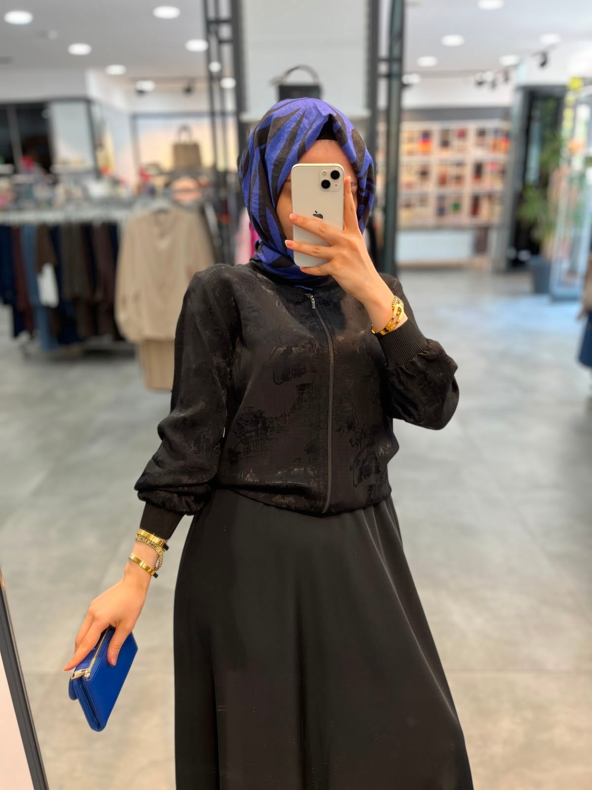 Alesya Önü Fermuarlı Jakar Bluz Etekli Takım - Siyah