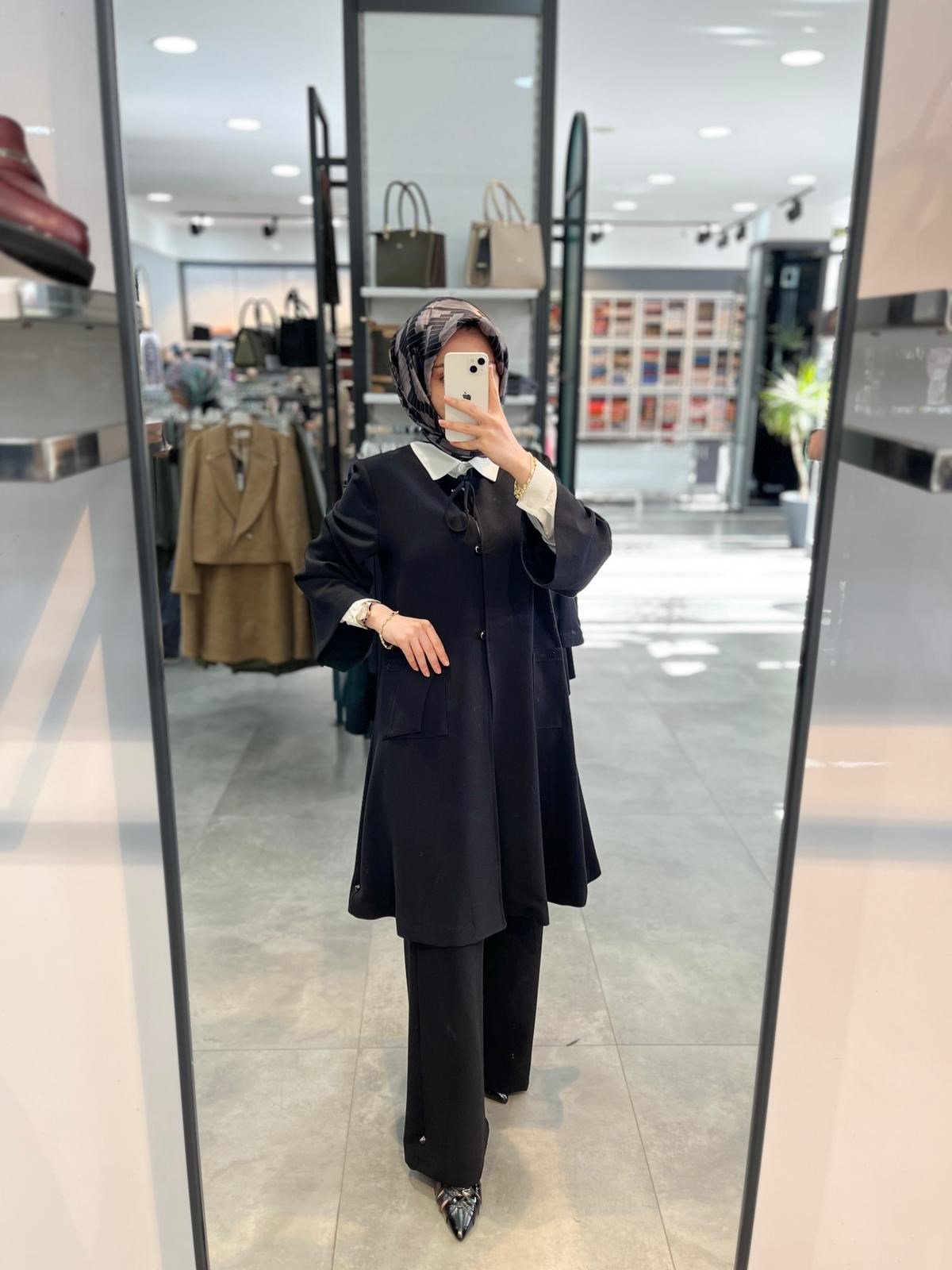 Alesya Tunik Ceket Pantolon Üçlü Takım - Siyah