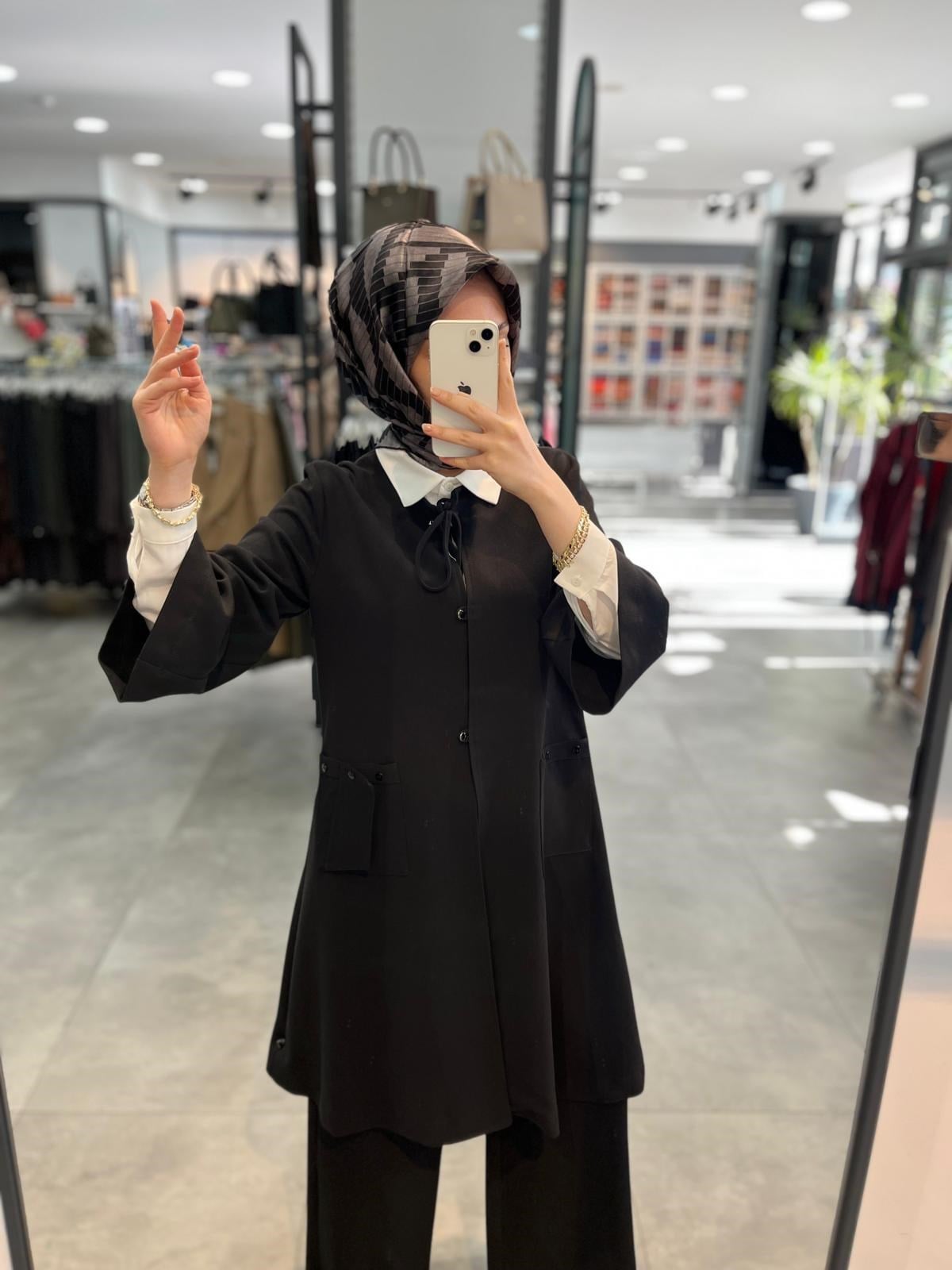 Alesya Tunik Ceket Pantolon Üçlü Takım - Siyah
