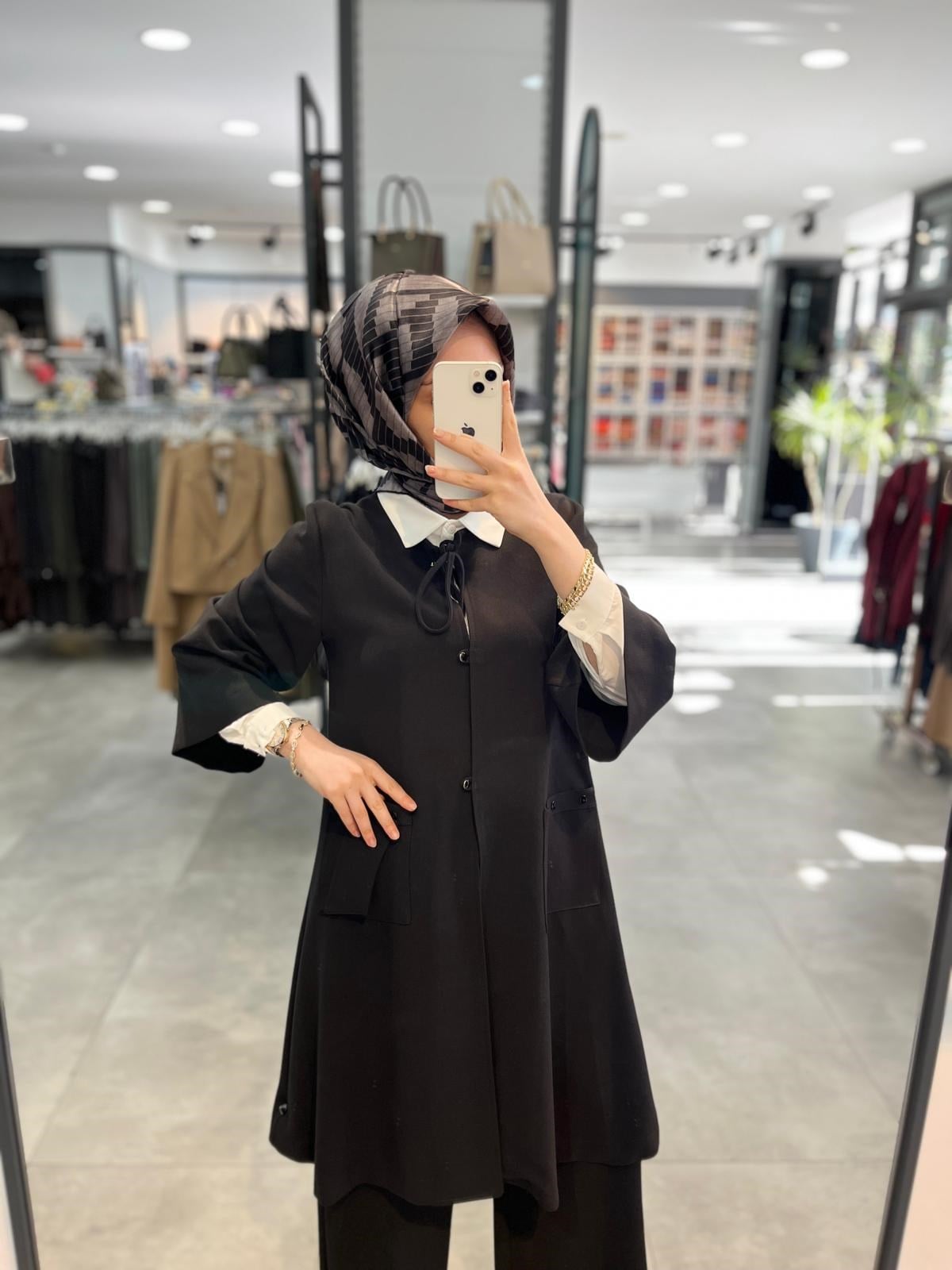 Alesya Tunik Ceket Pantolon Üçlü Takım - Siyah