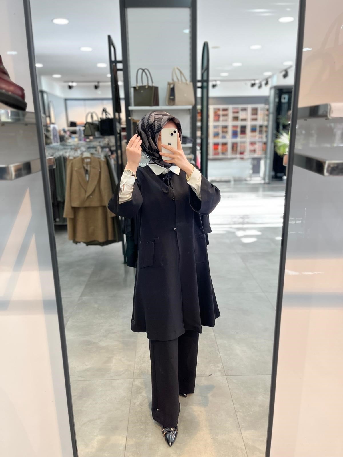 Alesya Tunik Ceket Pantolon Üçlü Takım - Siyah
