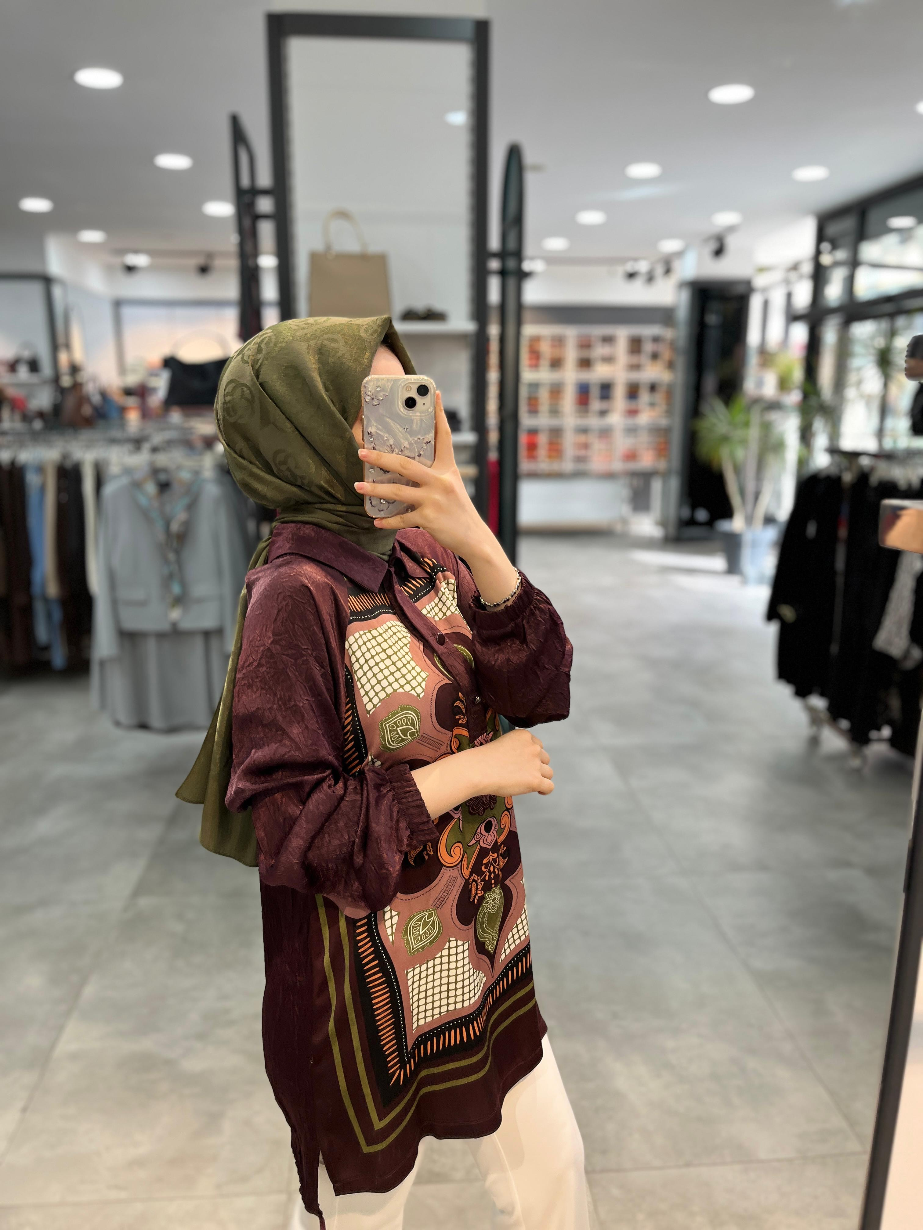 Fuat Gürşen Önü Desenli Tunik - Bordo