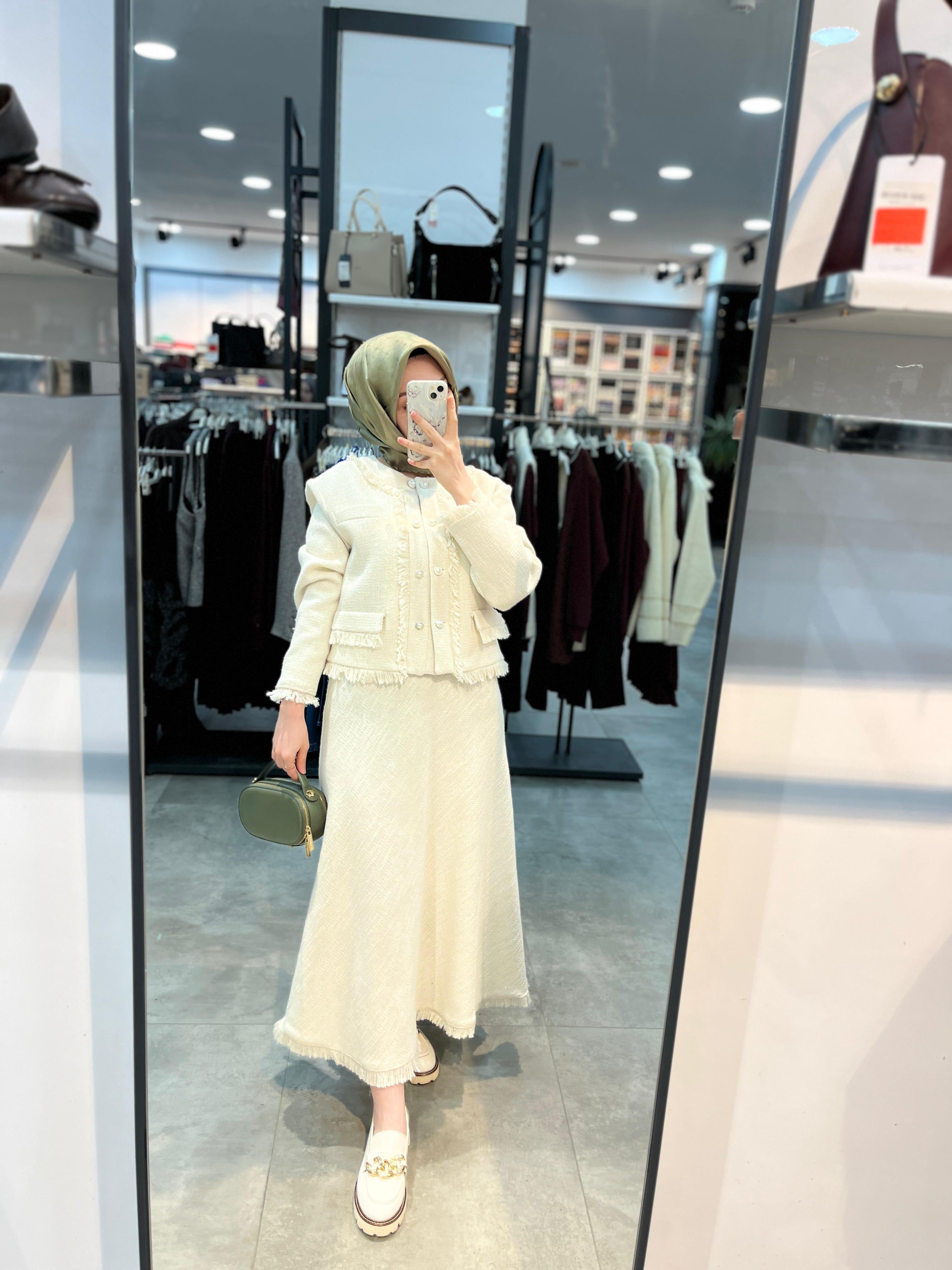 Matex Ceket Etek Chanel Takım - Ekru