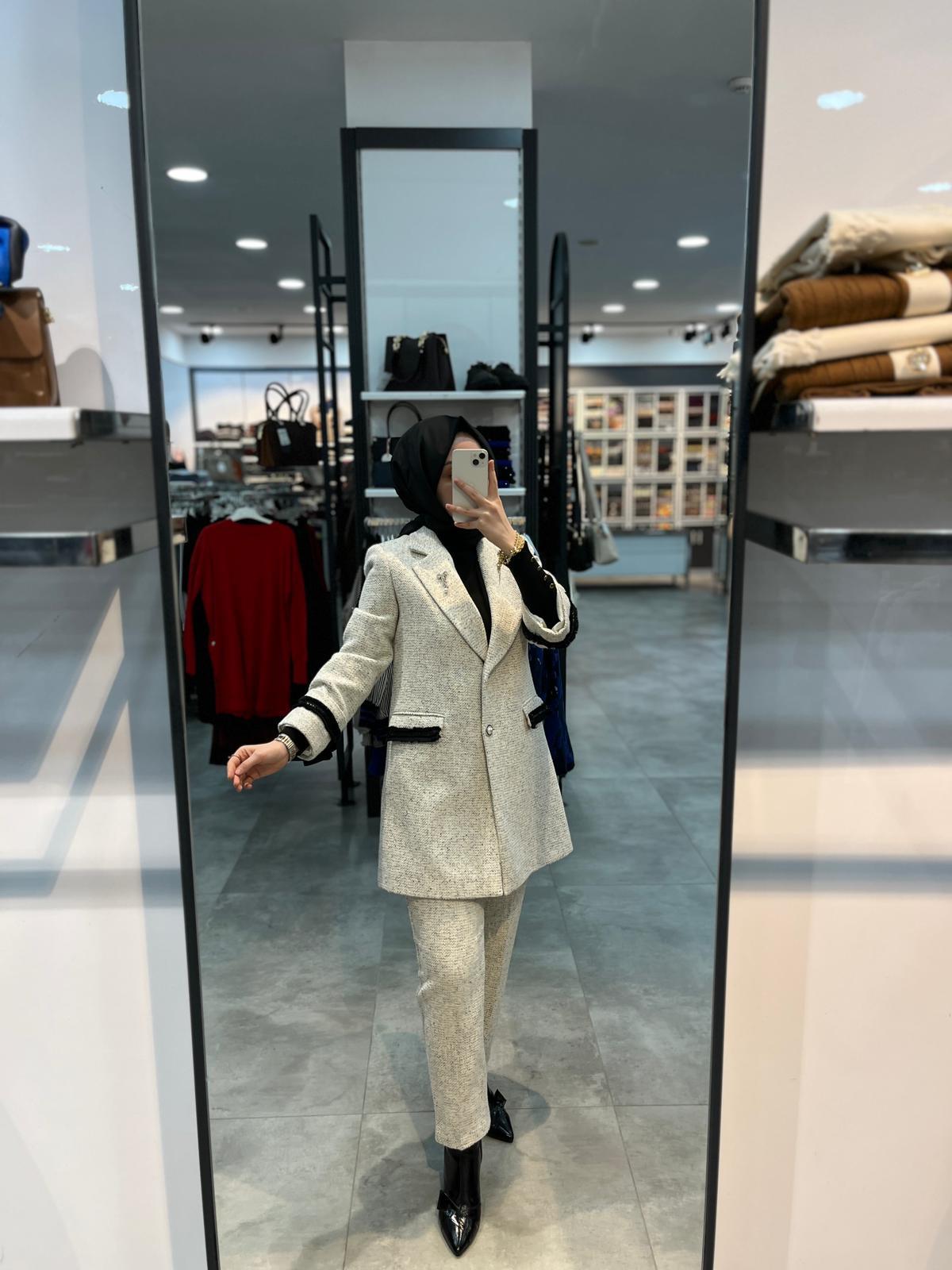 Matex Pantolon Ceket Chanel Takım - Siyah