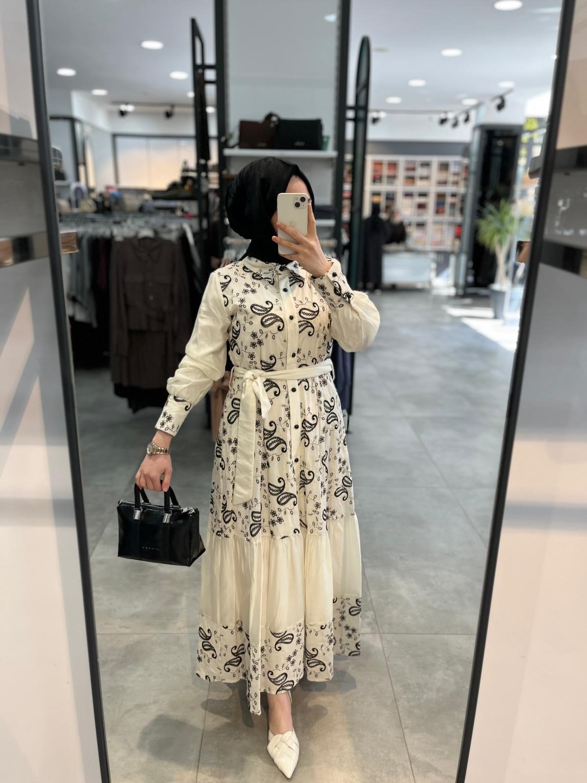 N Prive Nakış Detaylı Elbise - Ekru