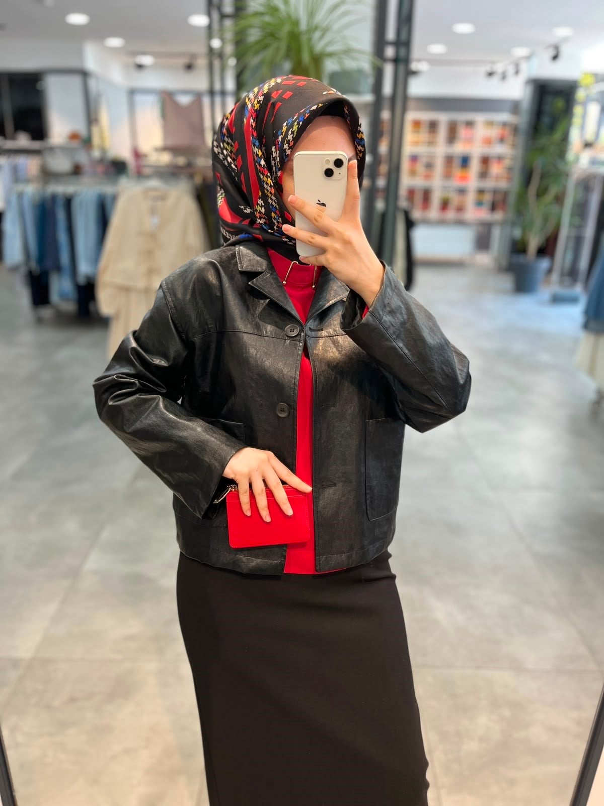 Nihan Cepli Kısa Deri Ceket - Siyah