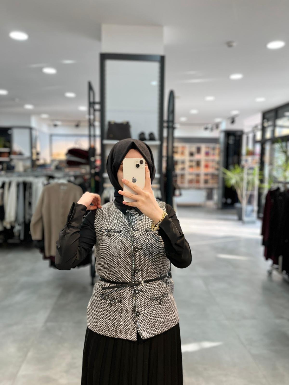 Nihan Chanel Yelek Etek Takım - Siyah