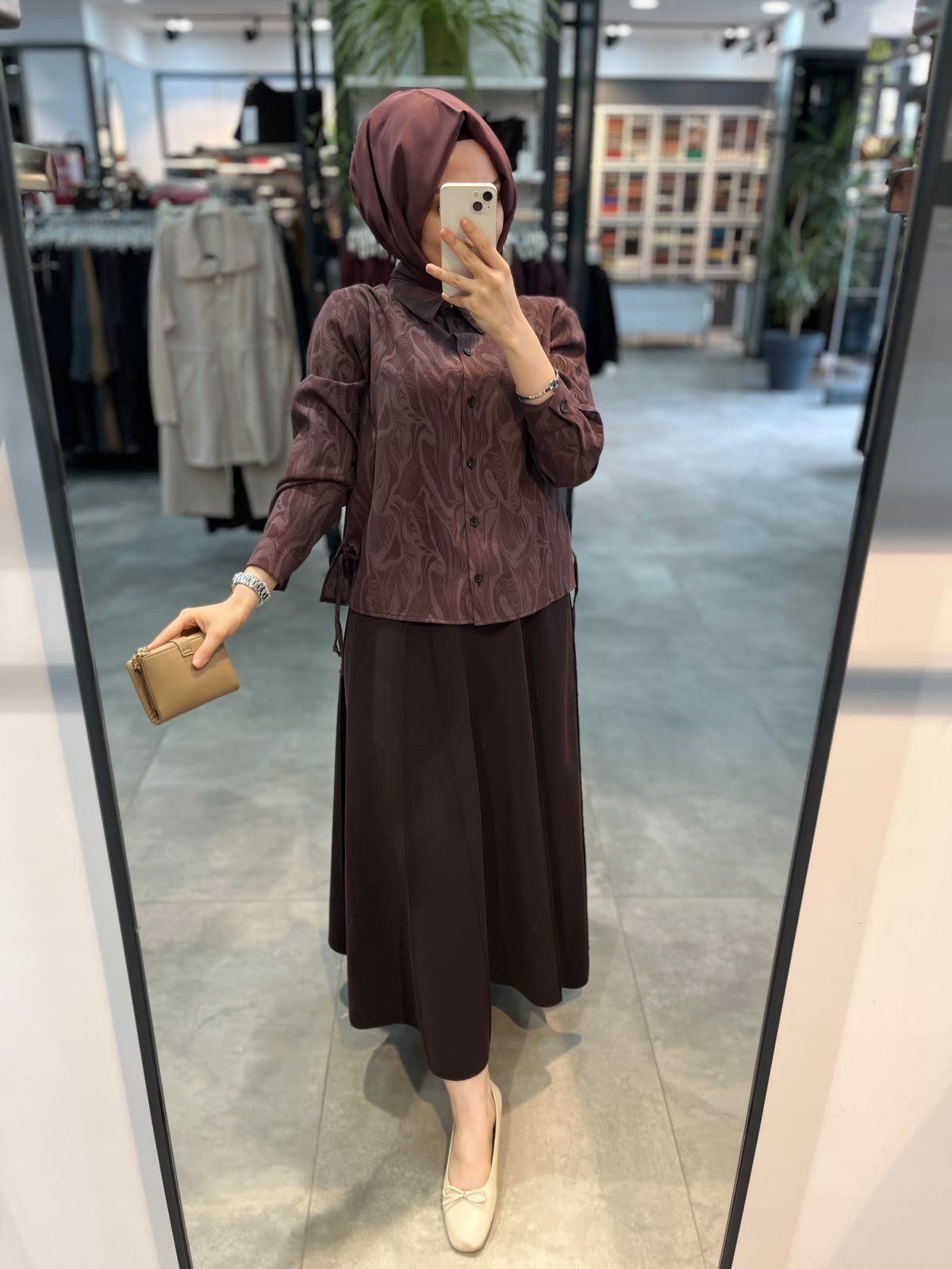 Nihan Desenli Modal Takım - Mürdüm