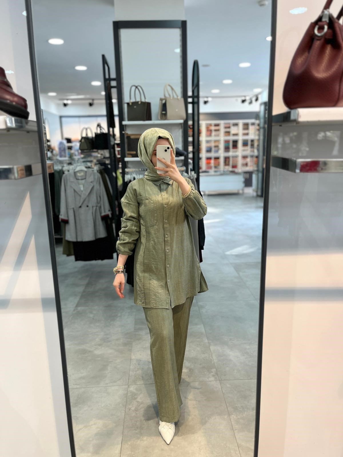 Nihan File Ve Taş Aksesuarlı Rayon Pantolon Tunik Takım - Haki