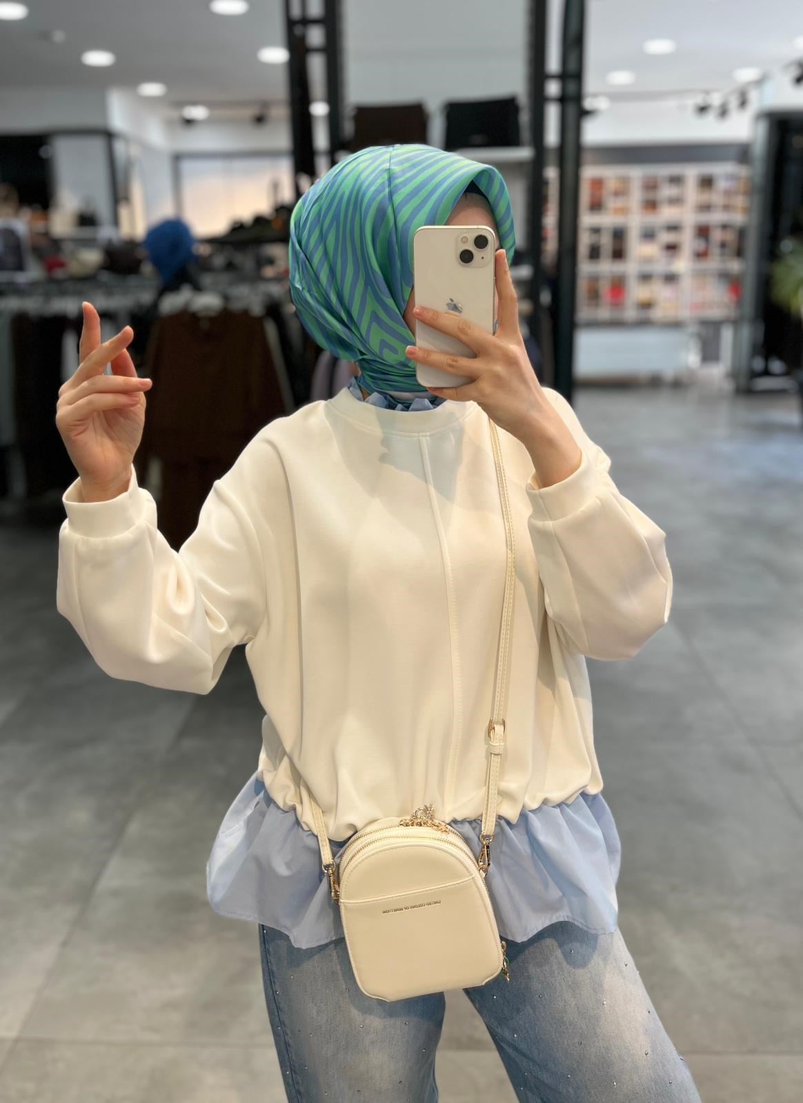 Nihan Fırfır Detaylı Örme Sweat - Açık Mavi
