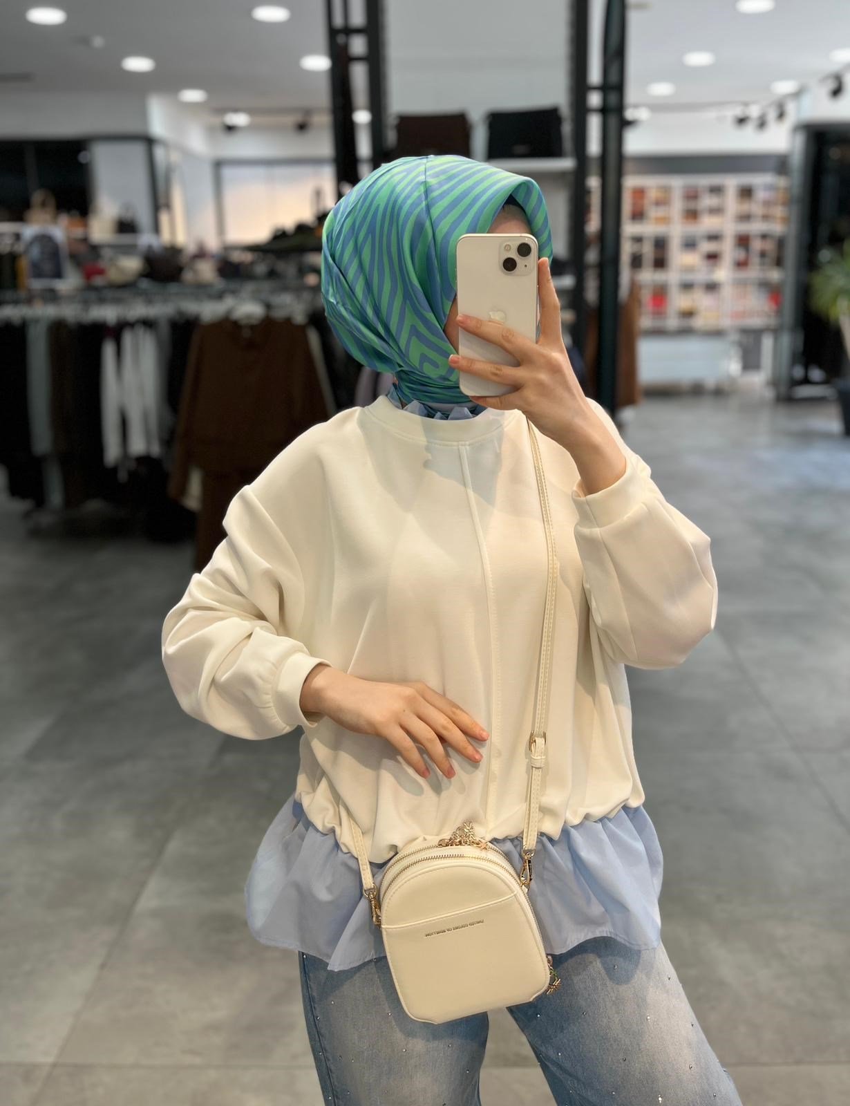 Nihan Fırfır Detaylı Örme Sweat - Açık Mavi