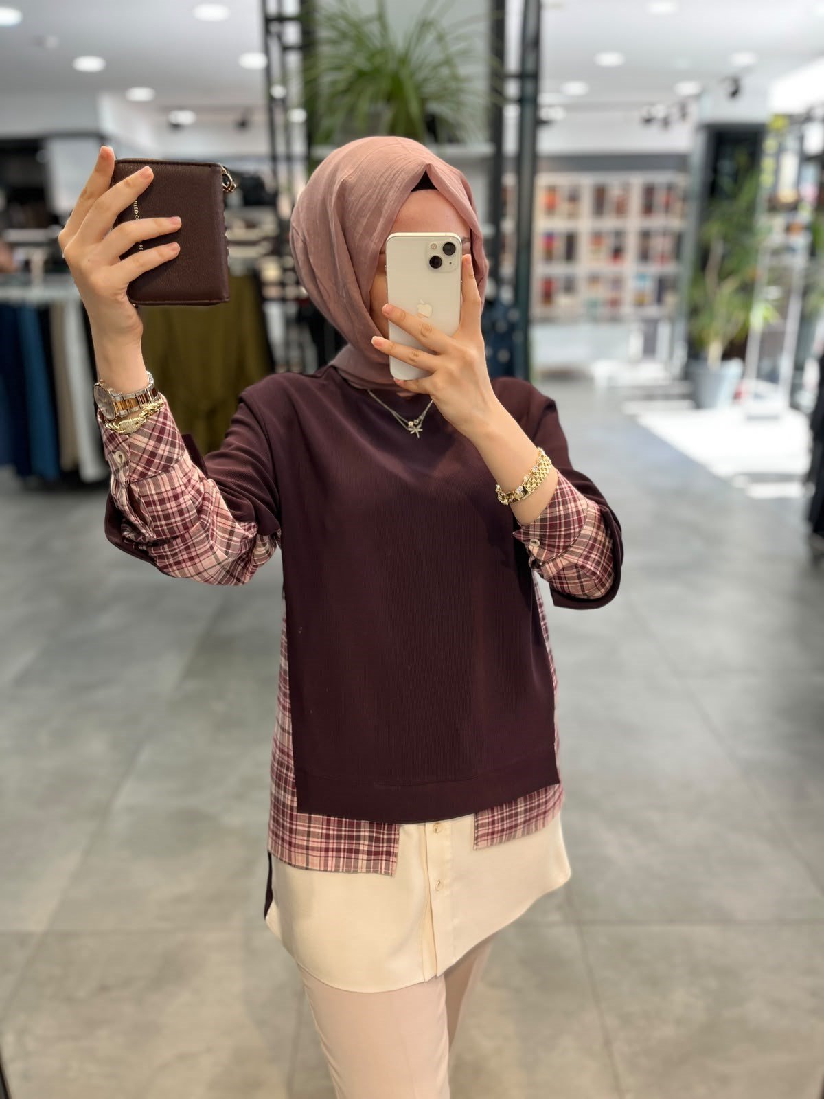 Nihan Kumaş Mixli Sweat - Mürdüm