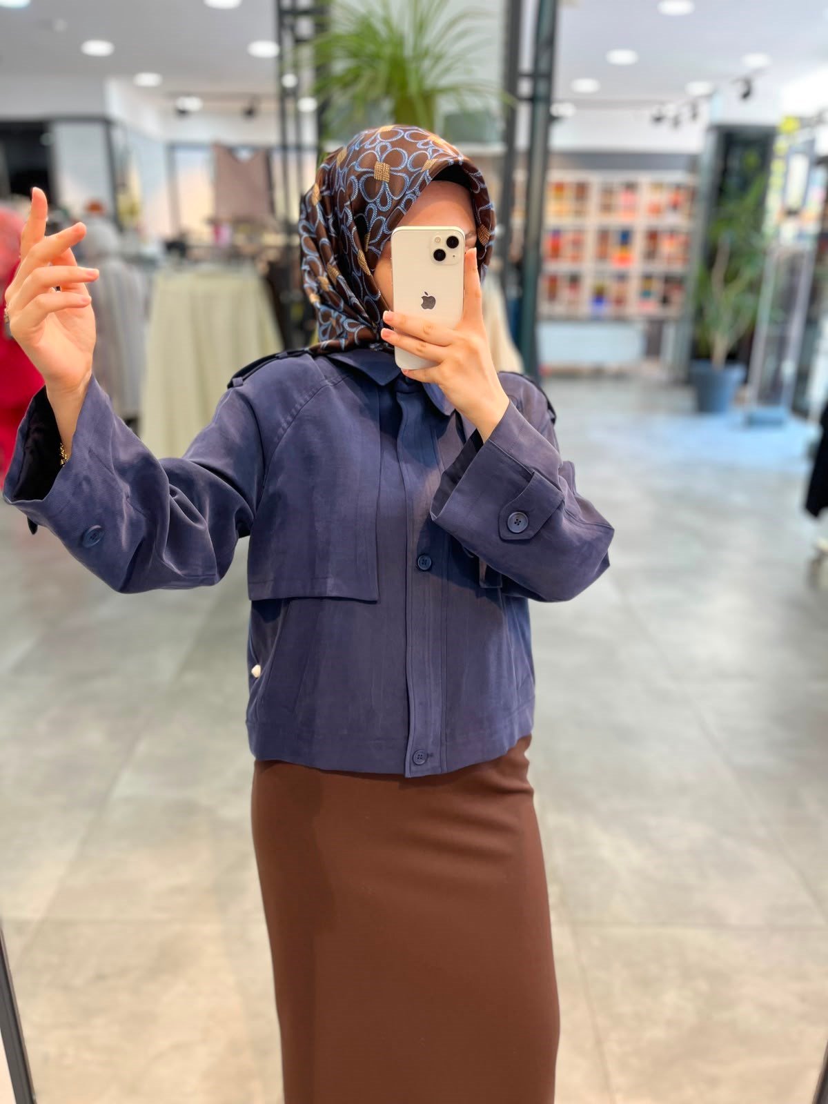 Nihan Pile Fermuar Detaylı Crop Ceket - Lacivert