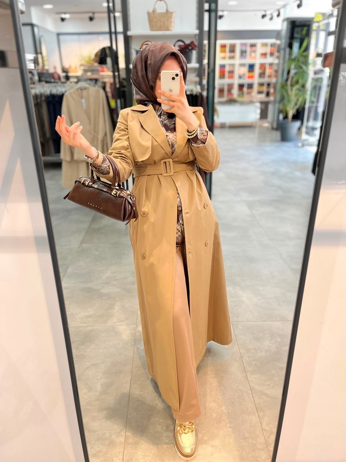 Nihan Tam Boy Kruvaze Trench - Camel