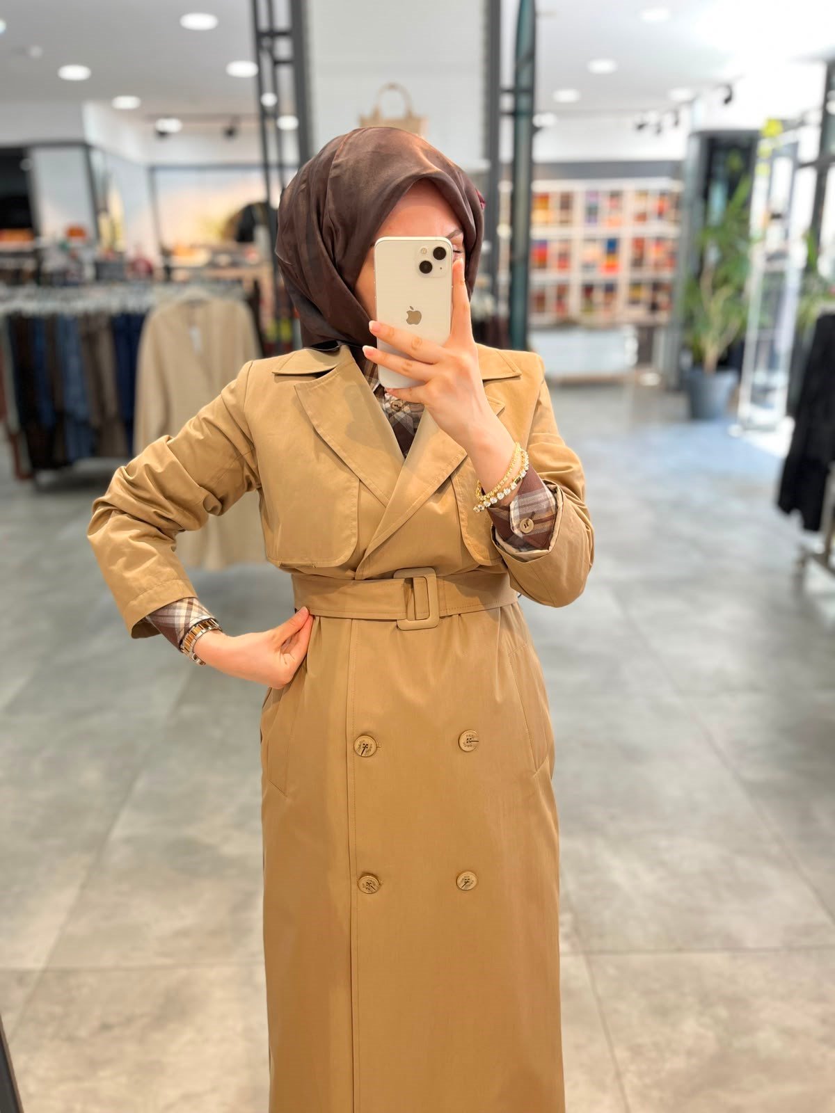 Nihan Tam Boy Kruvaze Trench - Camel