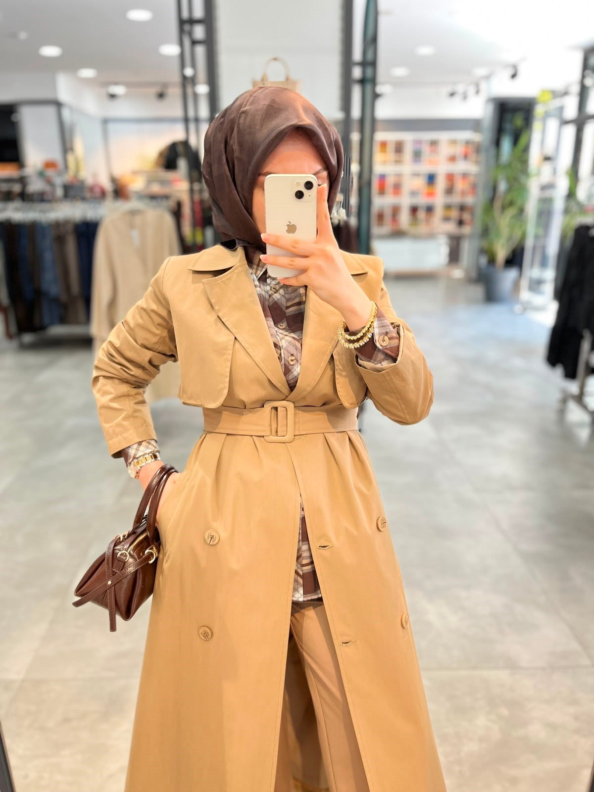 Nihan Tam Boy Kruvaze Trench - Camel