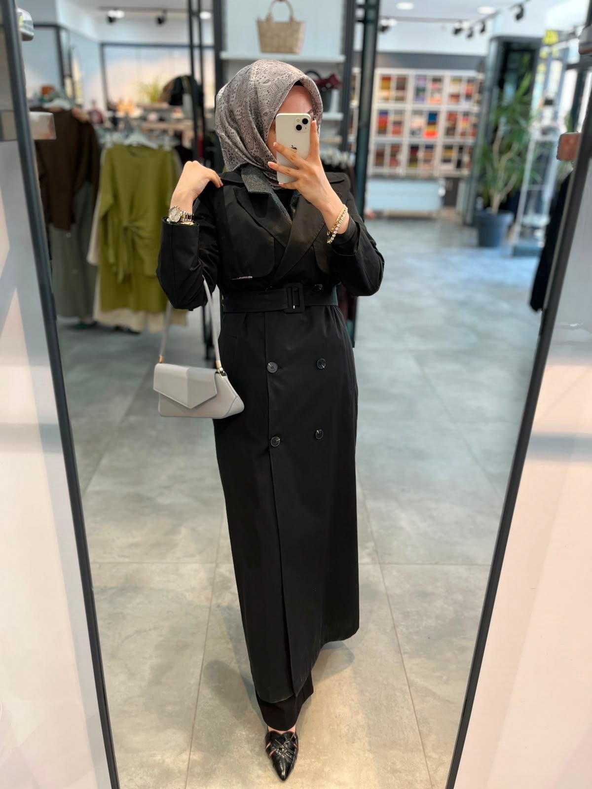 Nihan Tam Boy Kruvaze Trench - Siyah