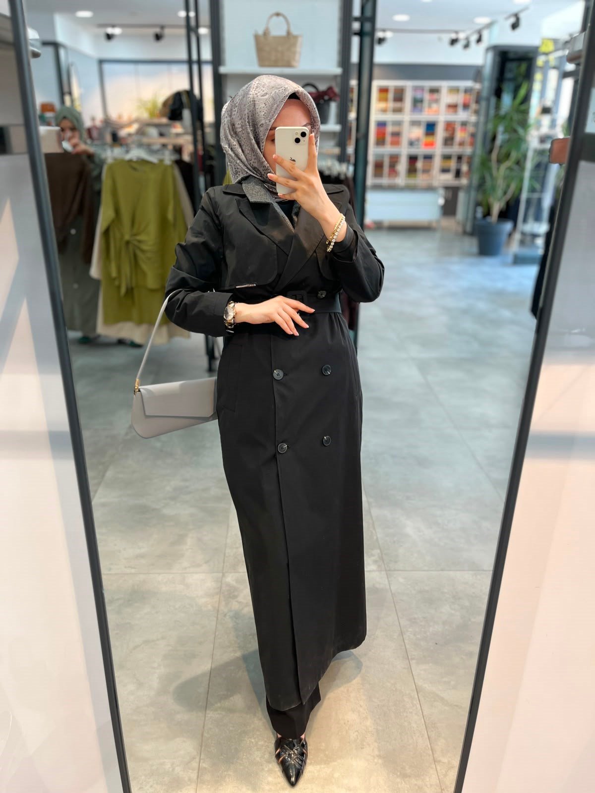 Nihan Tam Boy Kruvaze Trench - Siyah