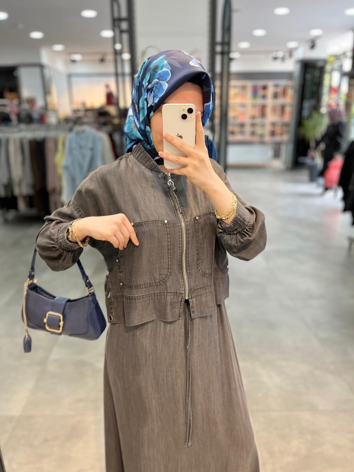 Nihan Tencel Bomber Ceketli Etekli Takım - Füme