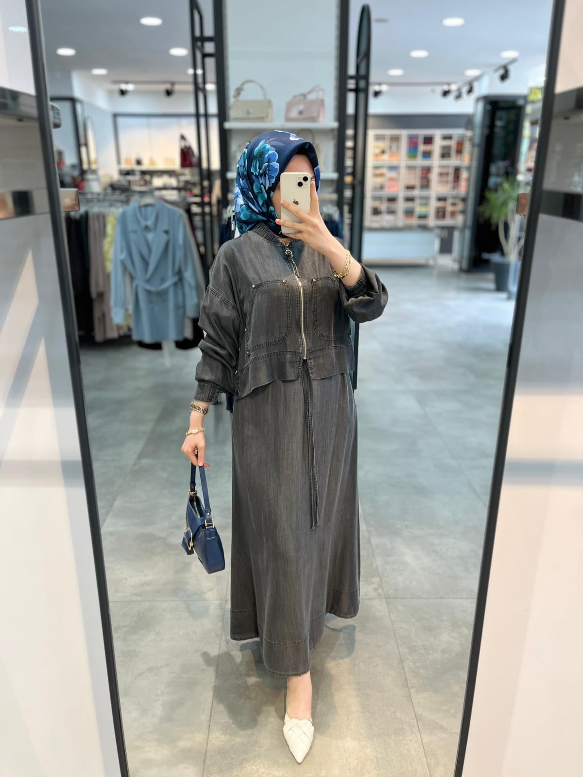 Nihan Tencel Bomber Ceketli Etekli Takım - Füme