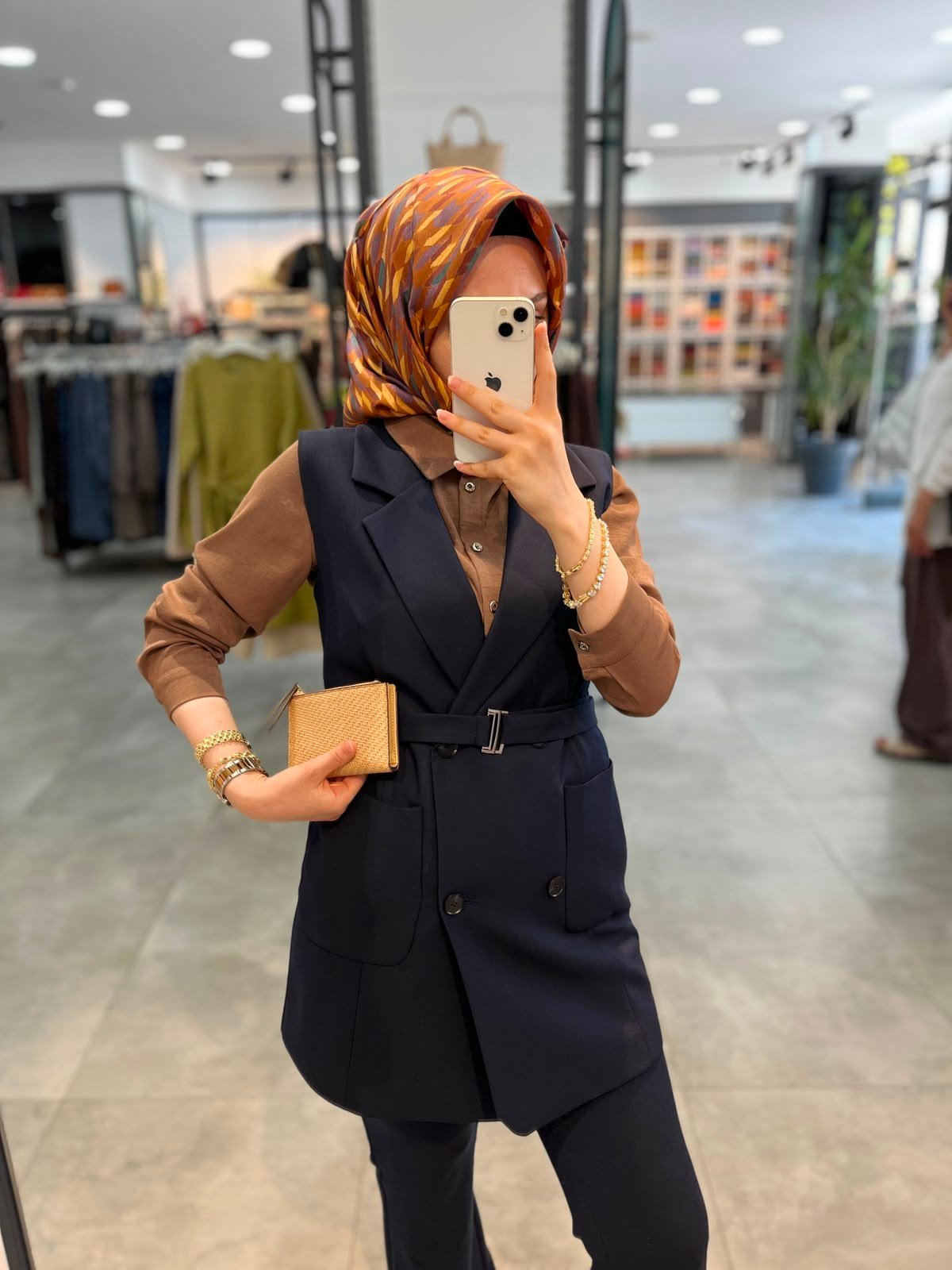 Nihan Torba Kesit Hafif Dar Blazer Yelek - Lacivert
