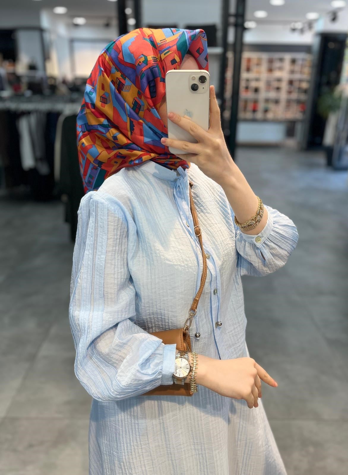 Nihan Viskon Etek Gömlek Takım - Açık Mavi