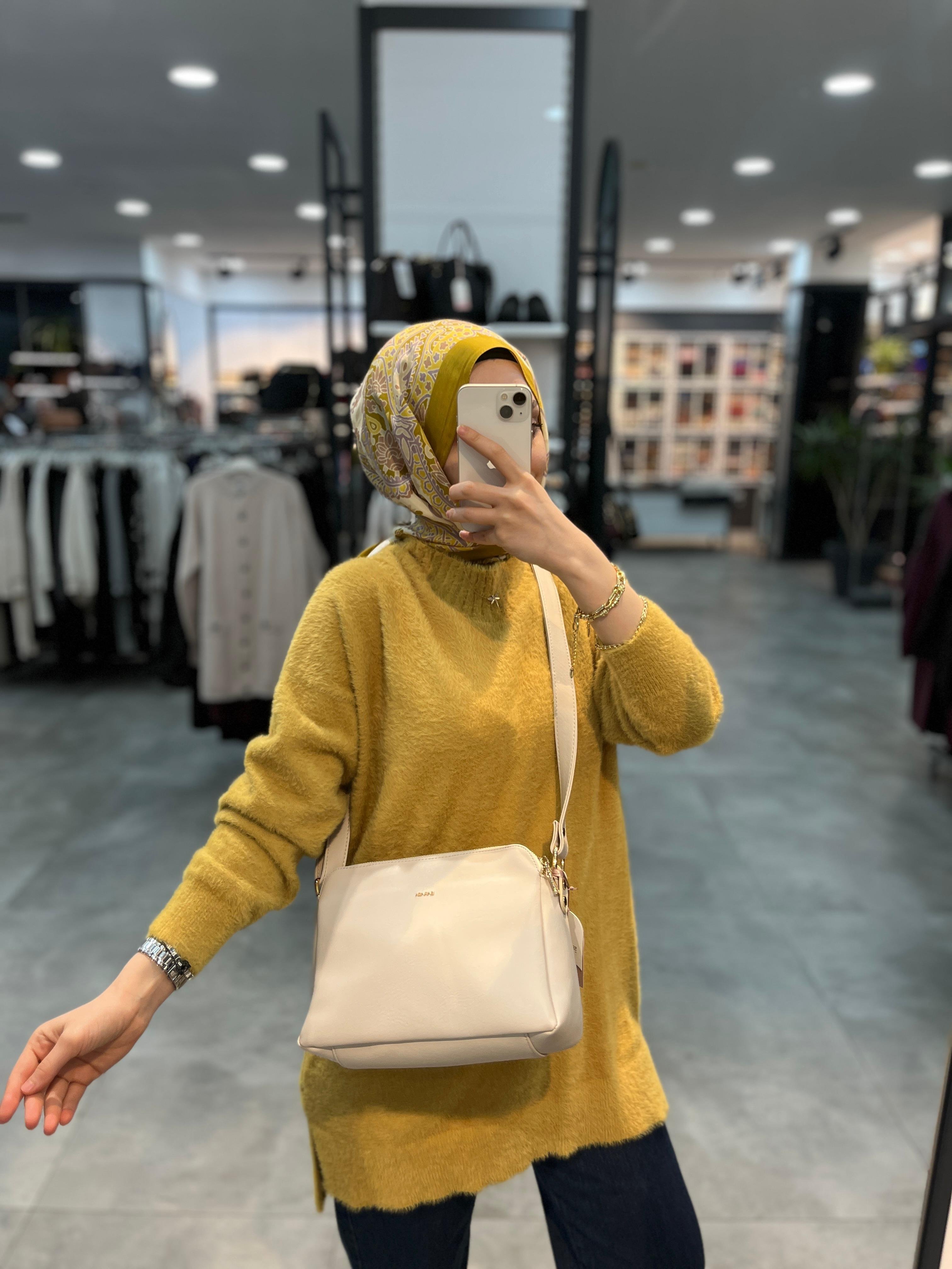 Nuss Dik Yaka Angora Tunik - Hardal