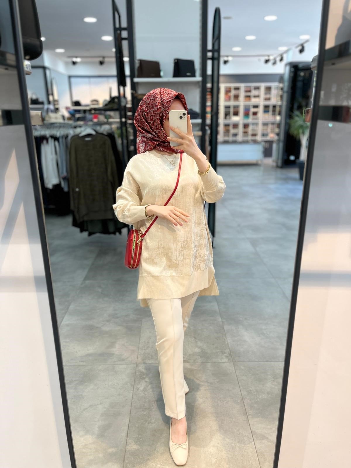 Nuss Ribanalı Jakar Tunik - Krem