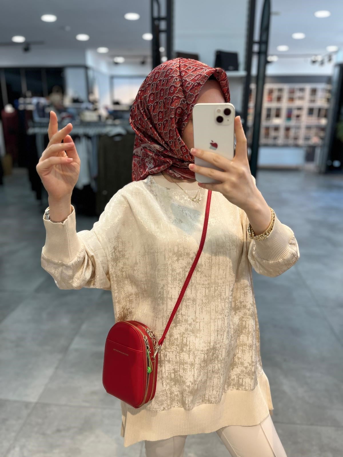 Nuss Ribanalı Jakar Tunik - Krem