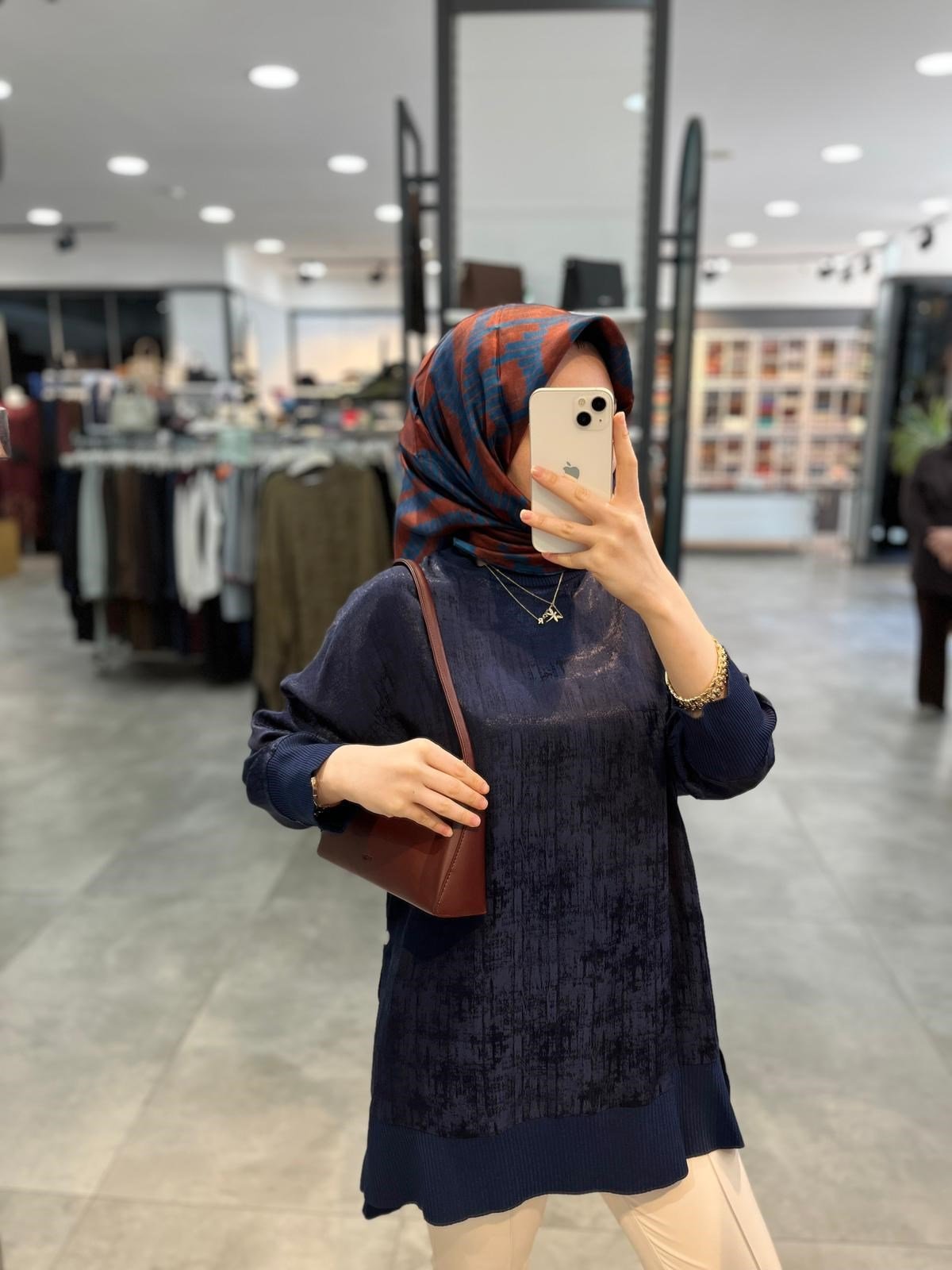 Nuss Ribanalı Jakar Tunik - Lacivert