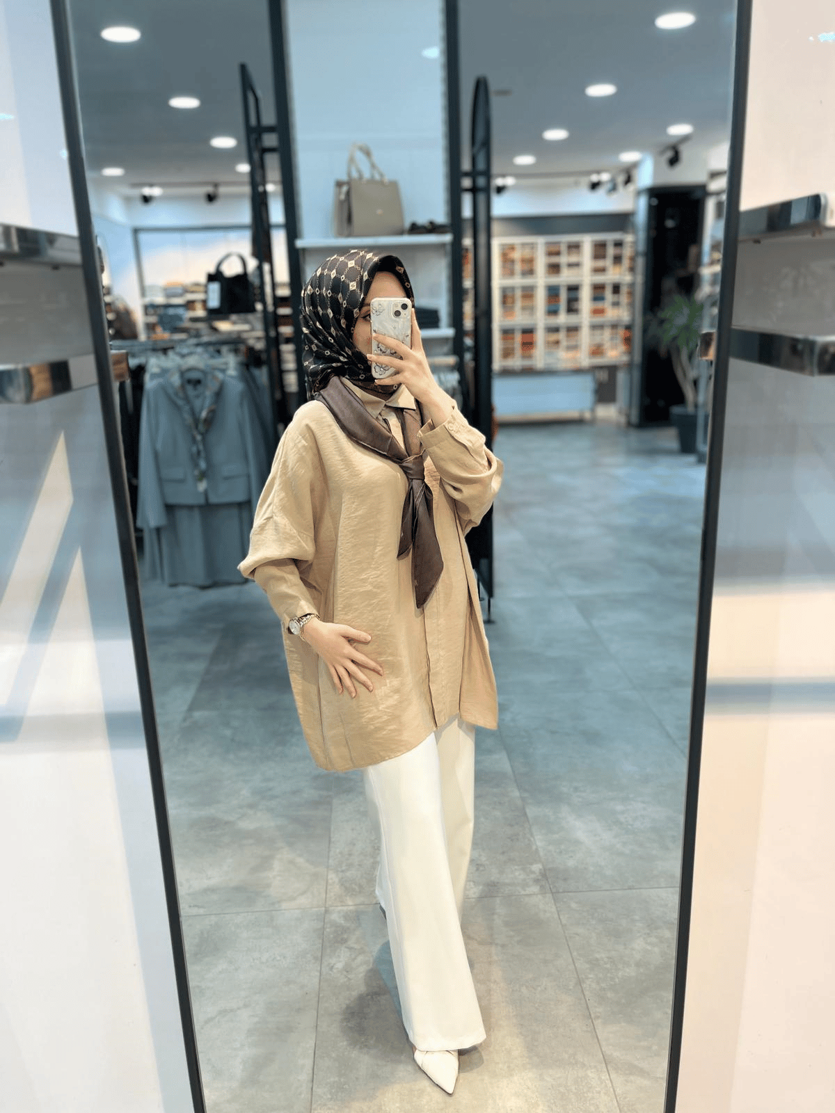 Nuss Triko Düşük Kol Basic Gömlek - Latte