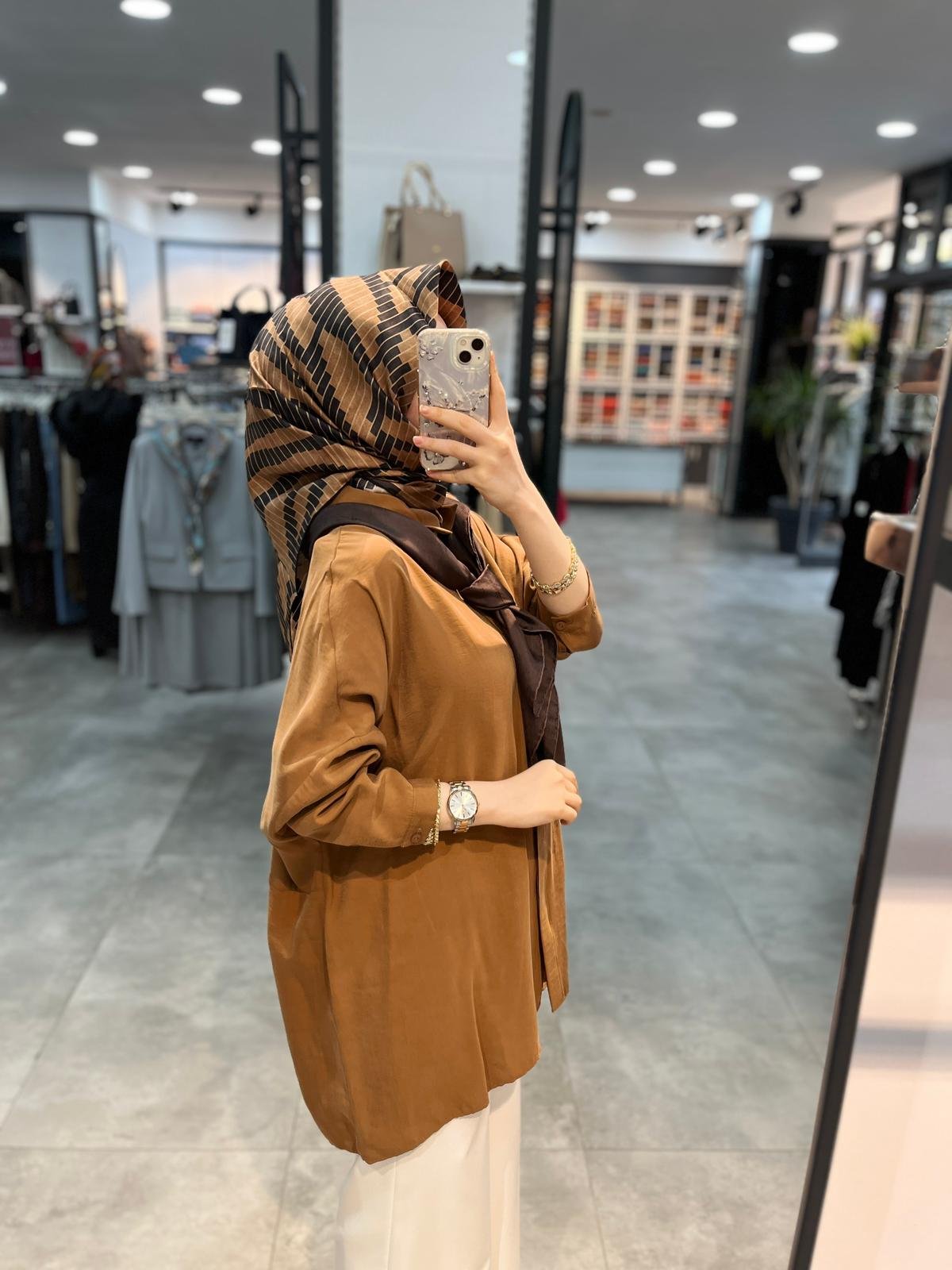 Nuss Triko Düşük Kol Basic Gömlek - Taba
