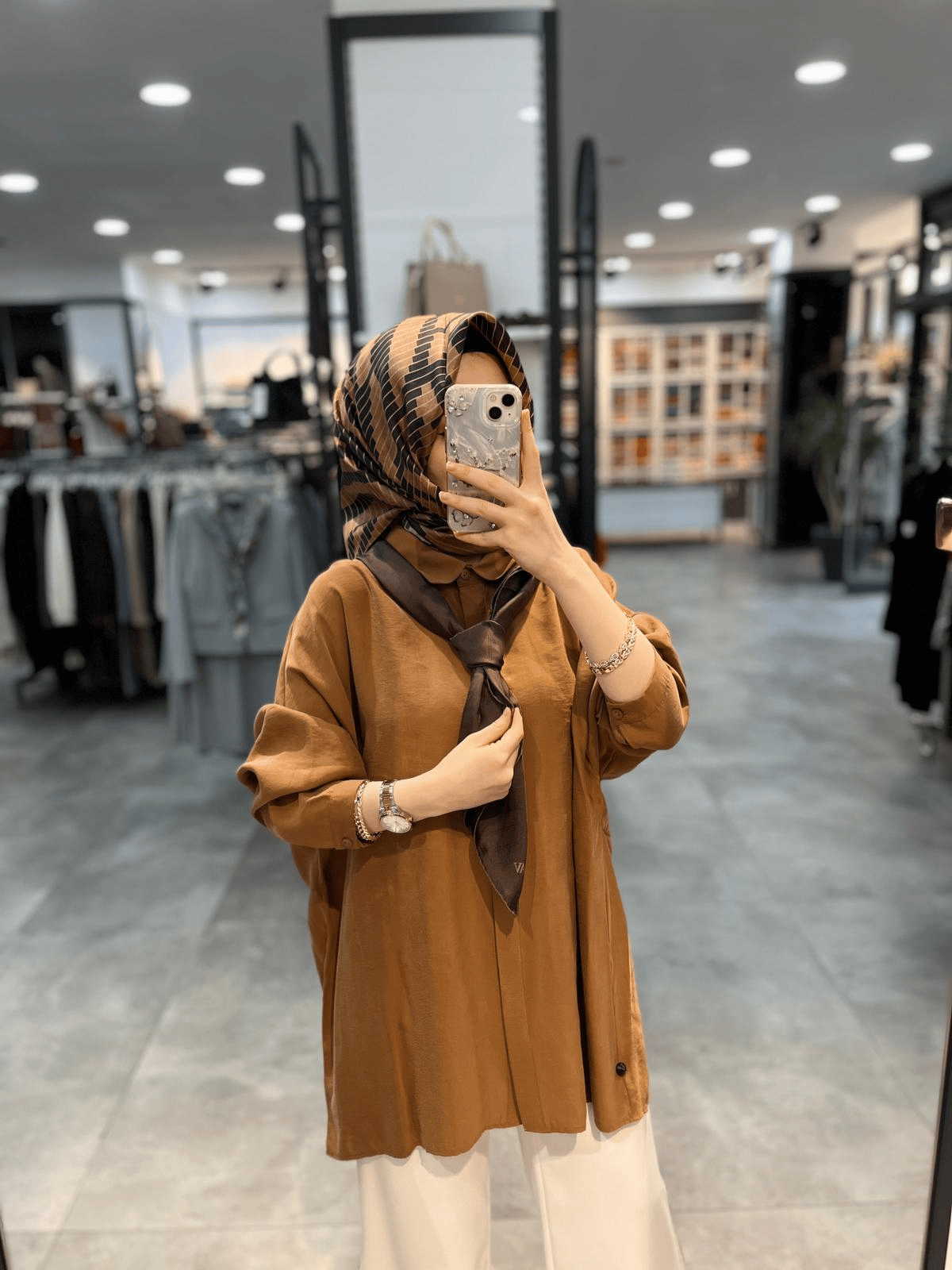 Nuss Triko Düşük Kol Basic Gömlek - Taba