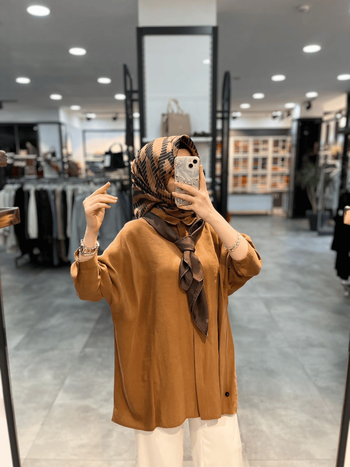 Nuss Triko Düşük Kol Basic Gömlek - Taba