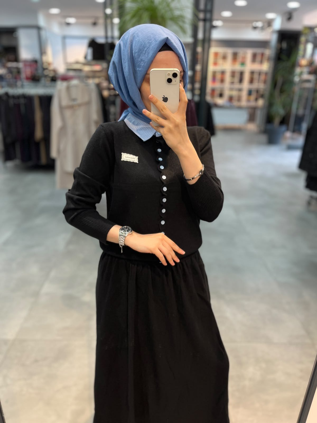 On Triko Gömlek Yakalı Hırka - Siyah